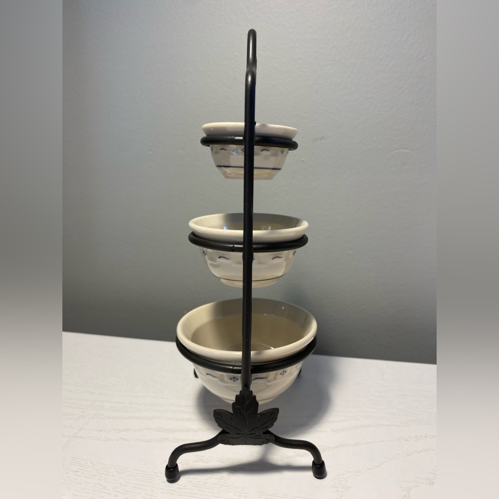 Longaberger Collectors Club Miniature Wrought Iron Mixing Bowl Stand and Bowls - Picture 2 of 6